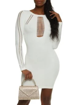 Caged Laser Cut Bodycon Dress