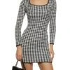 Houndstooth Bodycon Mini Dress