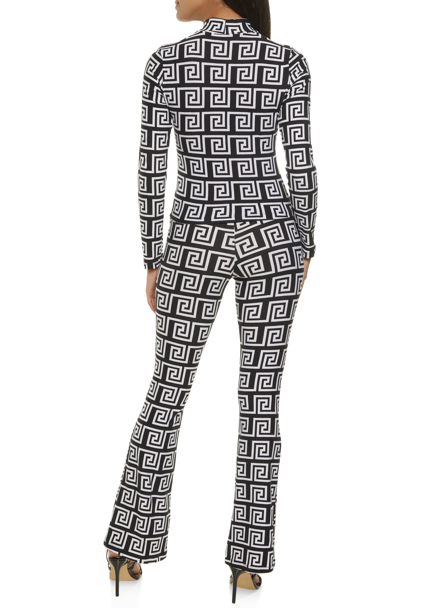Greek Key Mock Neck Top And Pants Set - Image 2