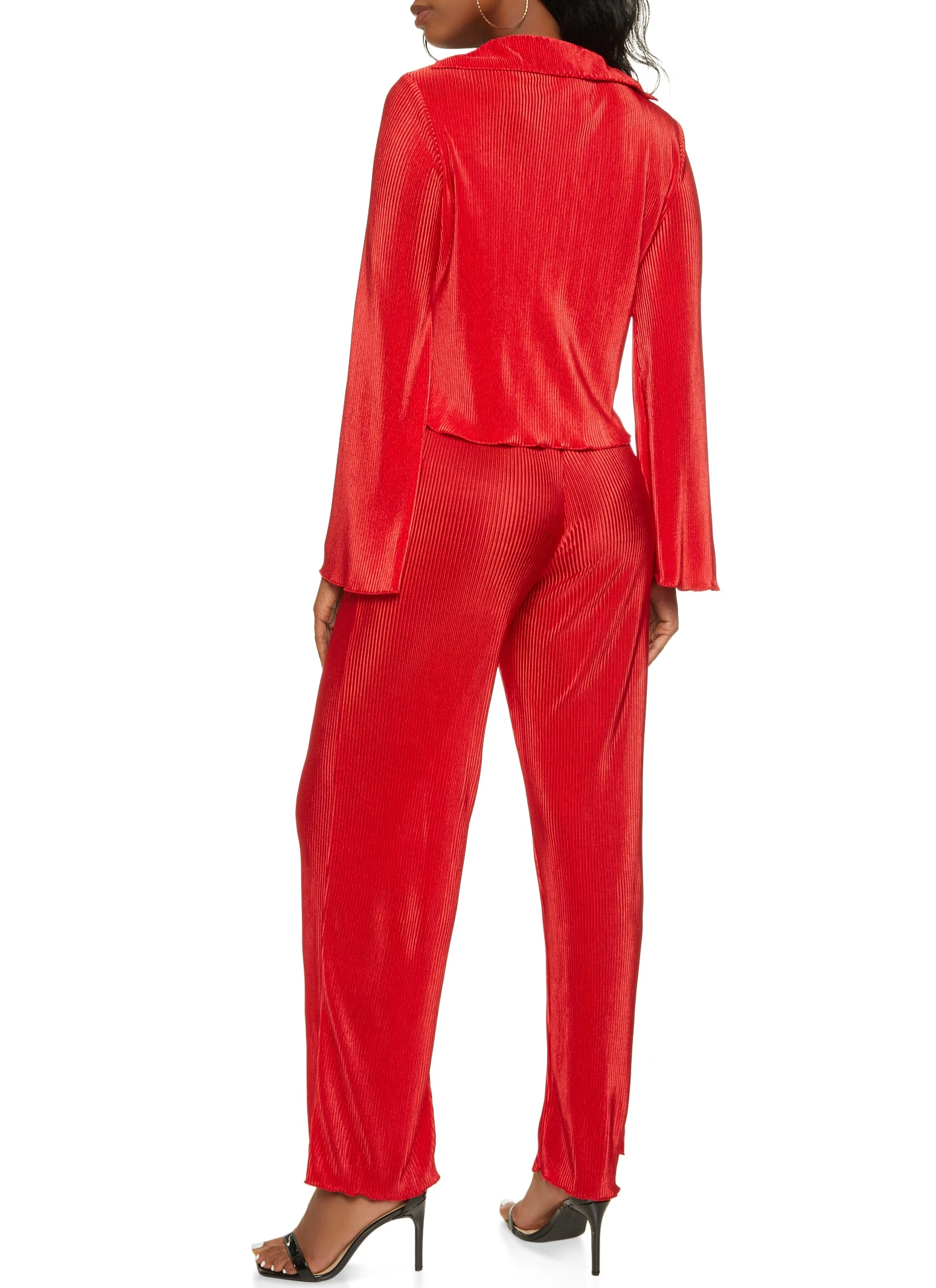Plisse Button Front Shirt And Wide Leg Pant Set - Image 2