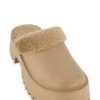 Lug Sole Faux Fur Trim Platform Slide Clogs
