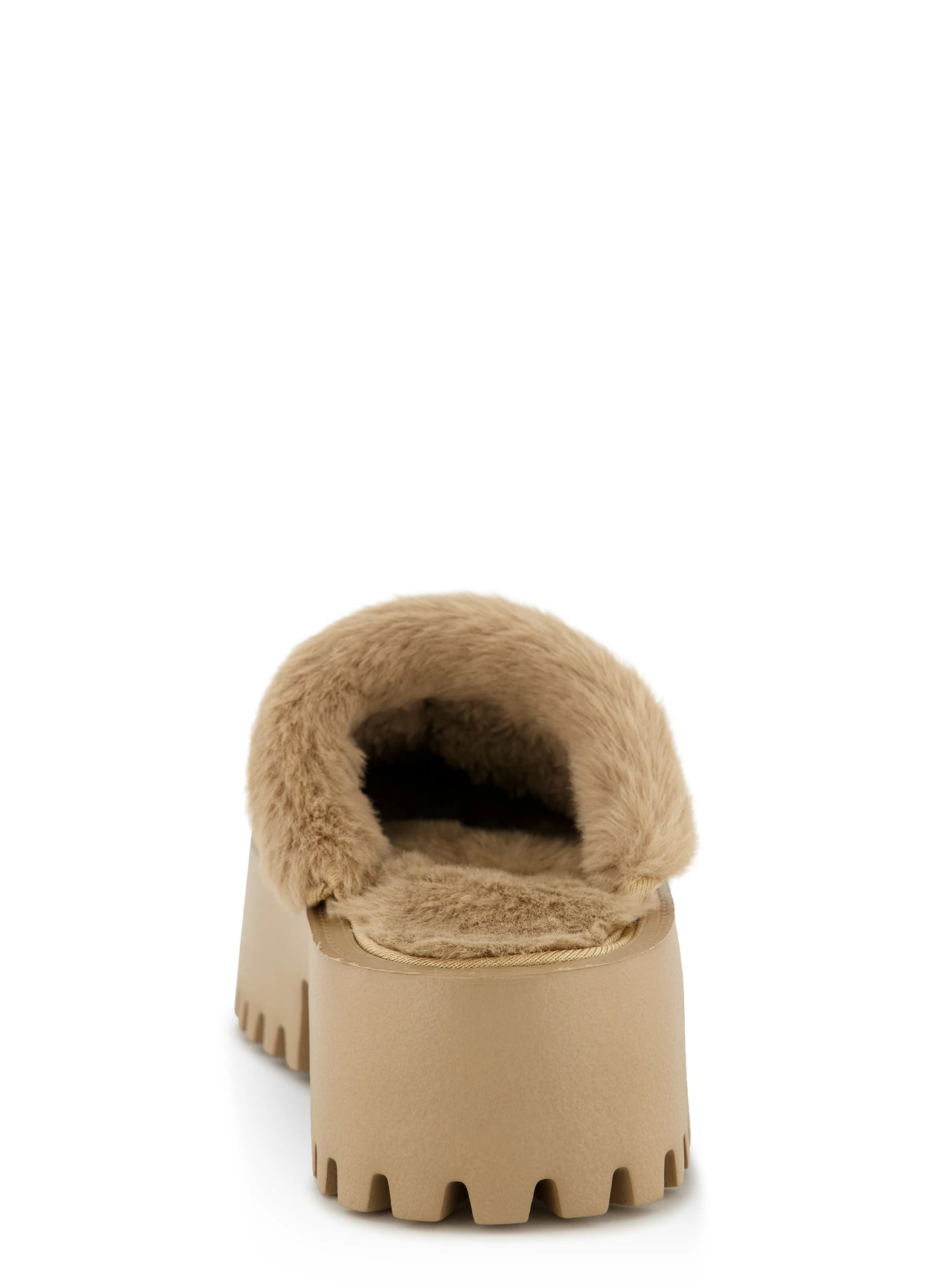 Lug Sole Faux Fur Trim Platform Slide Clogs - Image 3