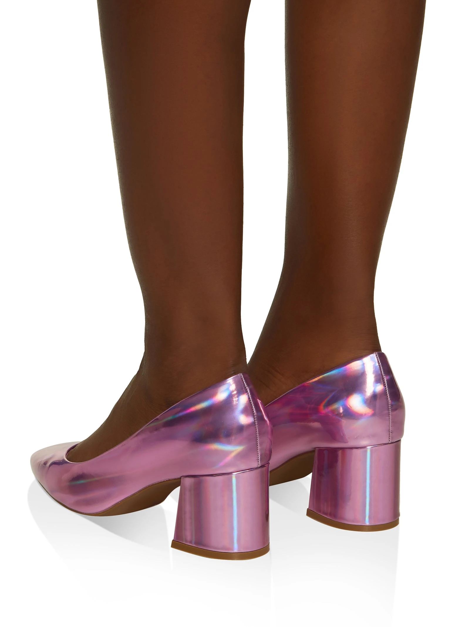 Pointed Toe Mid Block Heel Pumps - Image 3