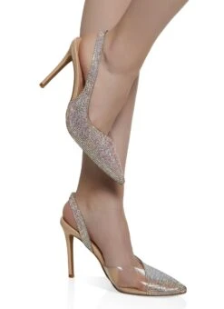 Rhinestone Pointed Toe Slingback Pumps