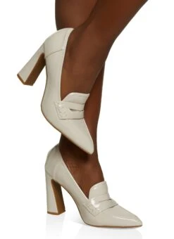 Pointed Toe Penny Loafer Pumps