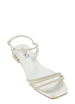 Square Toe Rhinestone Strap Sandals