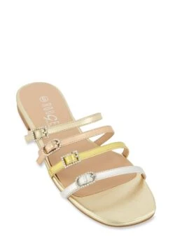Four Buckle Strap Slide Sandals
