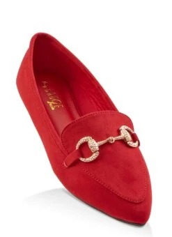 Chain Detail Pointed Toe Flats