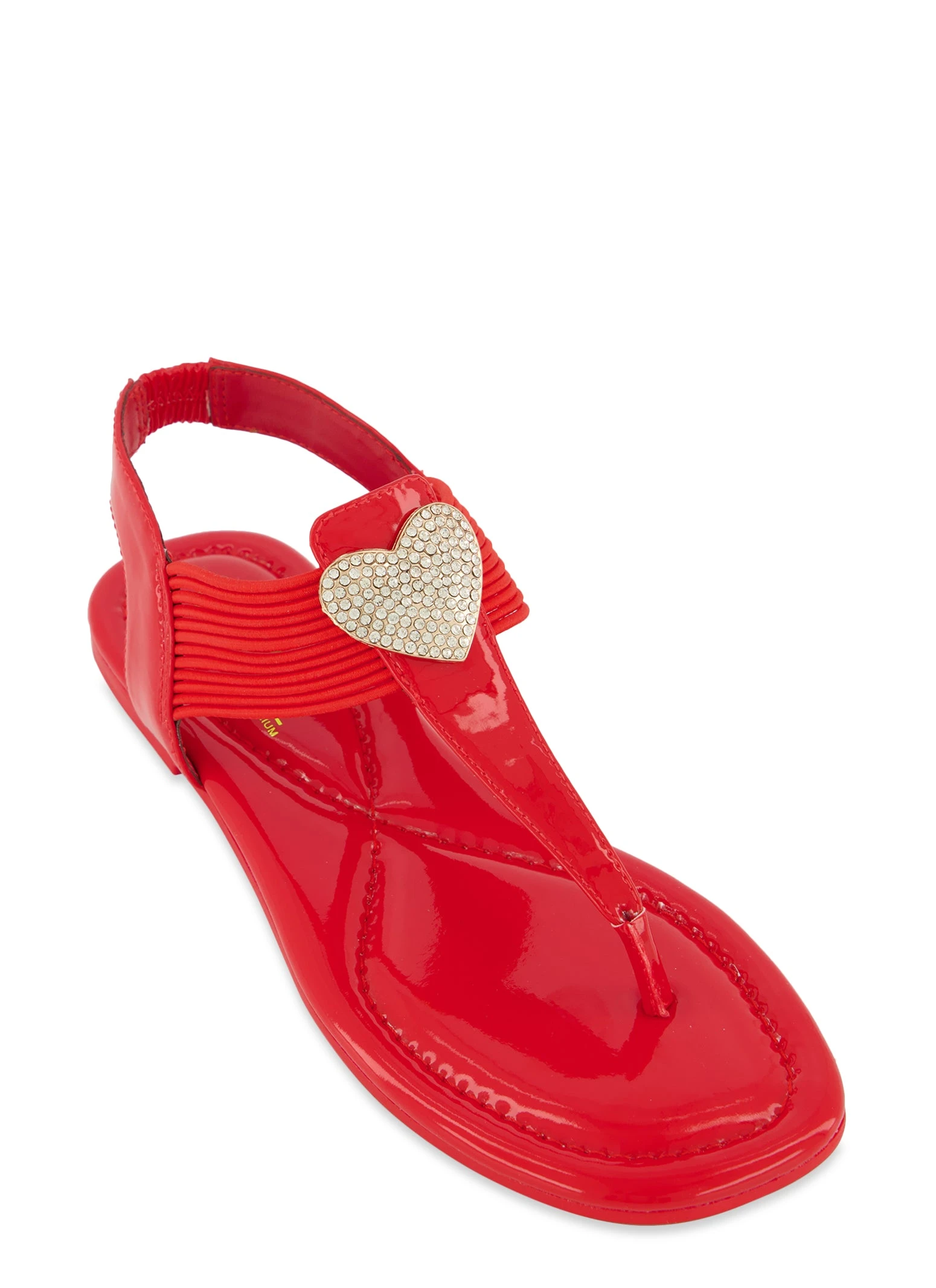 Heart Rhinestone Pendant Corded Thong Sandals