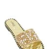 Studded Trim Rhinestone Band Slide Sandals