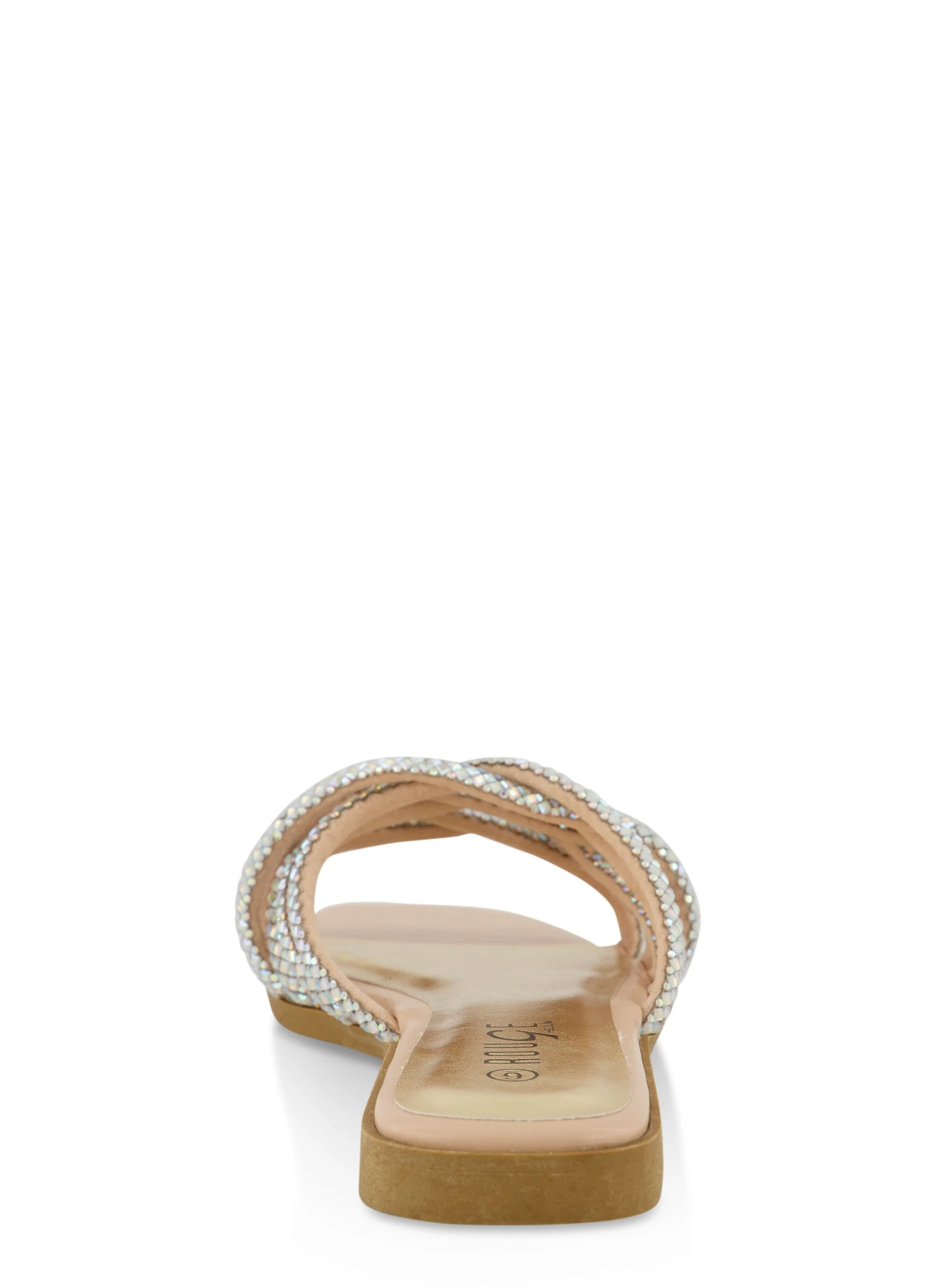 Woven Rhinestone Strappy Slide Sandals - Image 3
