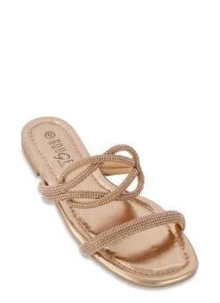 Rhinestone Strappy Slide Sandals