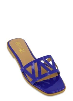 Square Toe Cut Out Band Slide Sandals