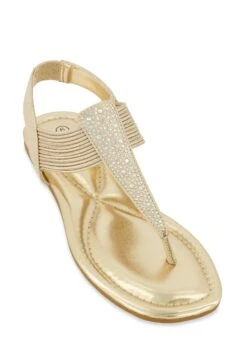 Elastic Band Rhinestone Thong Sandals