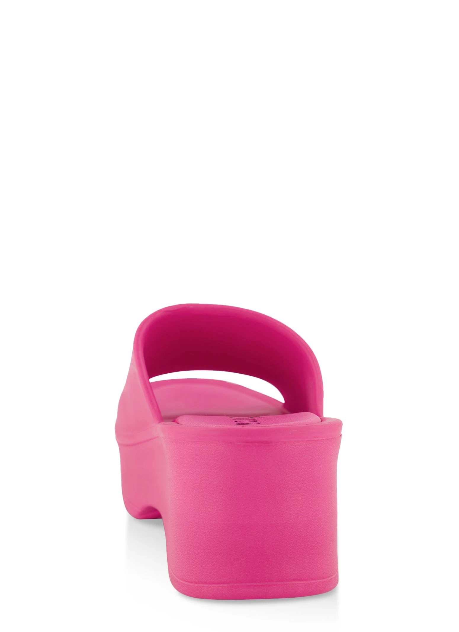 Solid Single Band Platform Slide Sandals - Image 3