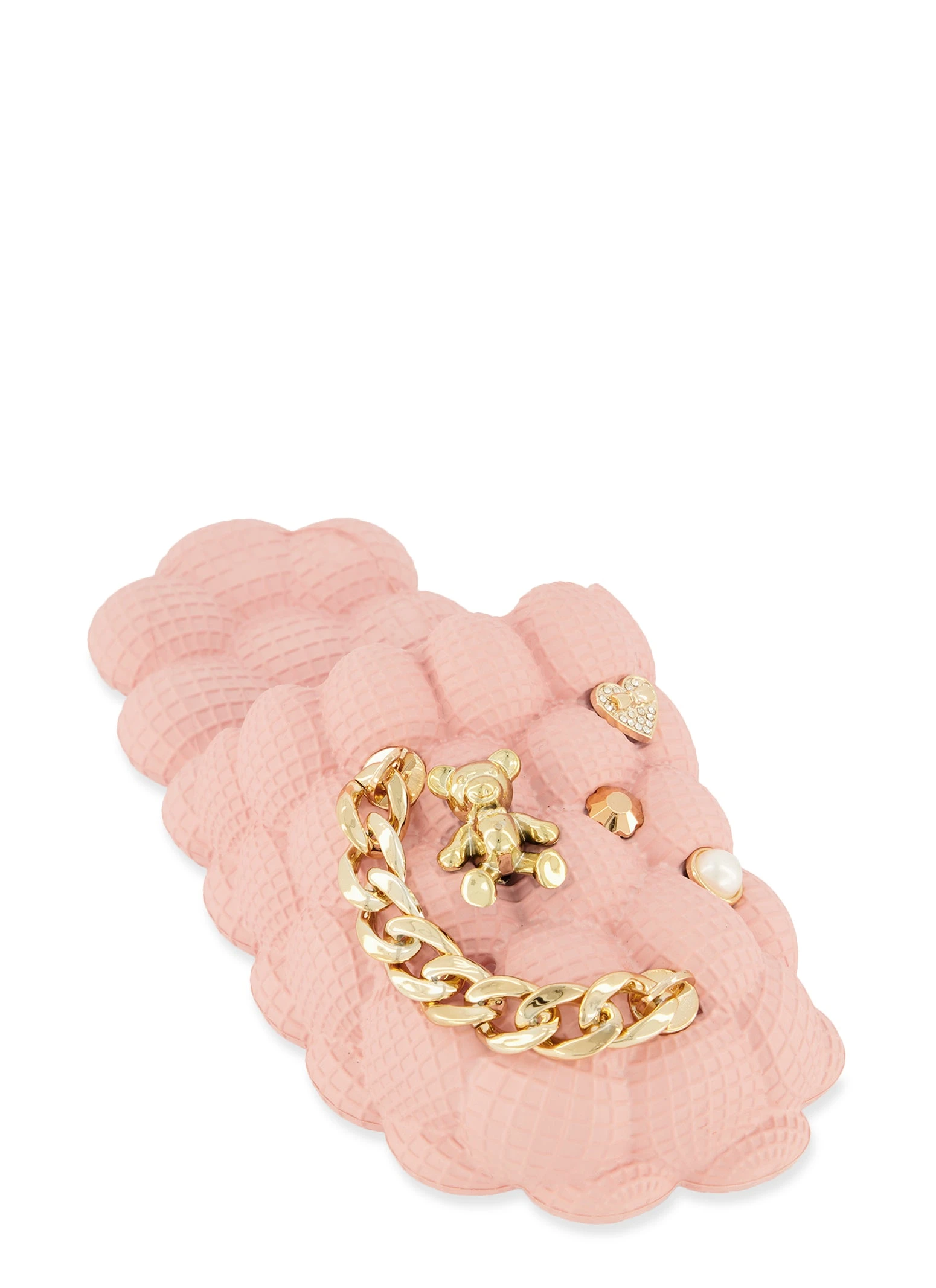 Metallic Rhinestone Charm Bubble Slides