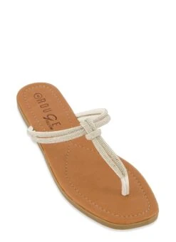 Rhinestone Knotted Thong Slide Sandals