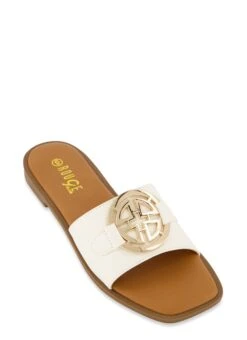 Metallic Pendant Detail Slide Sandals