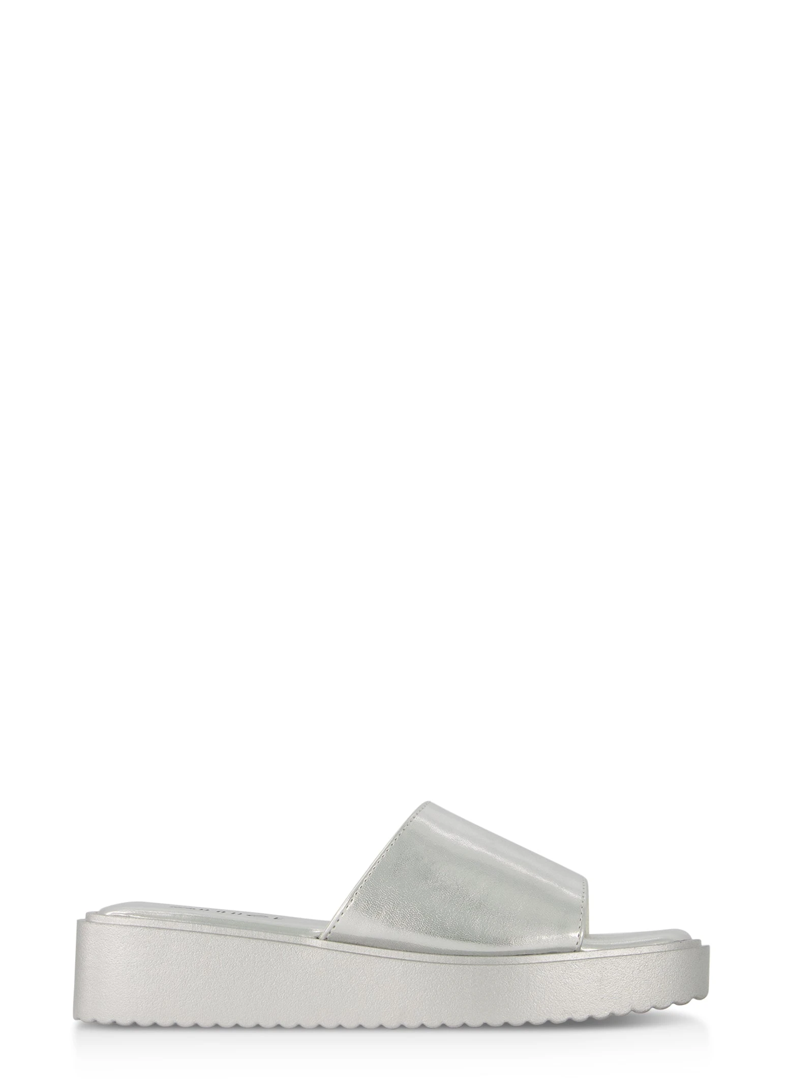 Solid Square Toe Platform Slide Sandals - Image 2