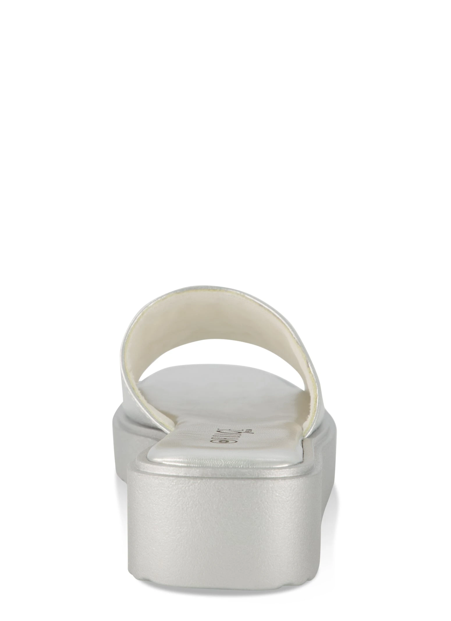 Solid Square Toe Platform Slide Sandals - Image 3