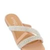 Rhinestone Criss Cross Strap Slide Sandals