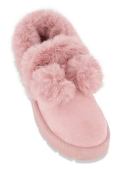 Round Toe Faux Fur Pom Pom Boots
