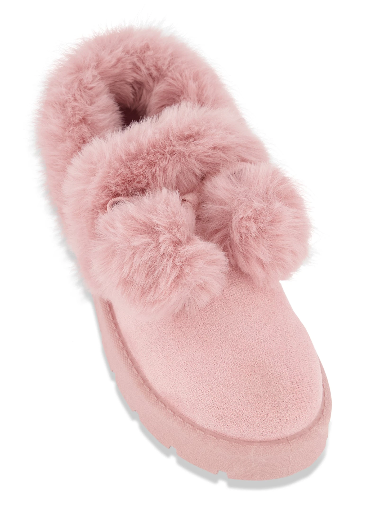 Round Toe Faux Fur Pom Pom Boots