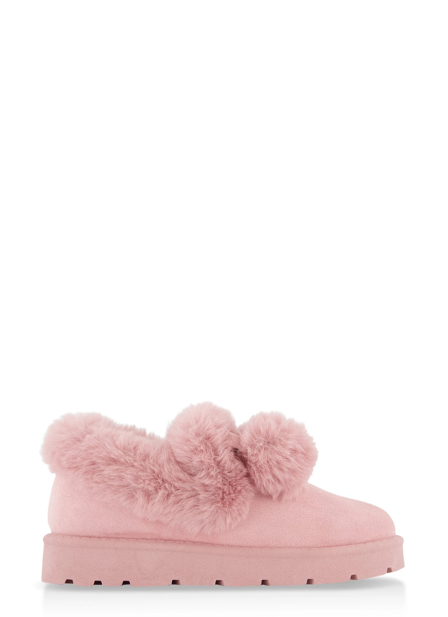 Round Toe Faux Fur Pom Pom Boots - Image 2
