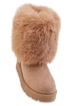 Solid Faux Fur Cuff Boots