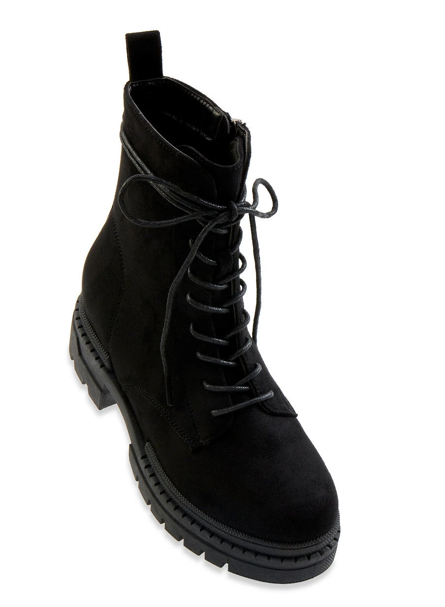 Solid Lace Up Booties