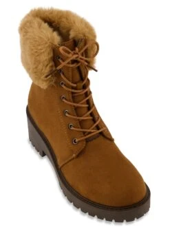 Faux Fur Trim Lace Up Booties