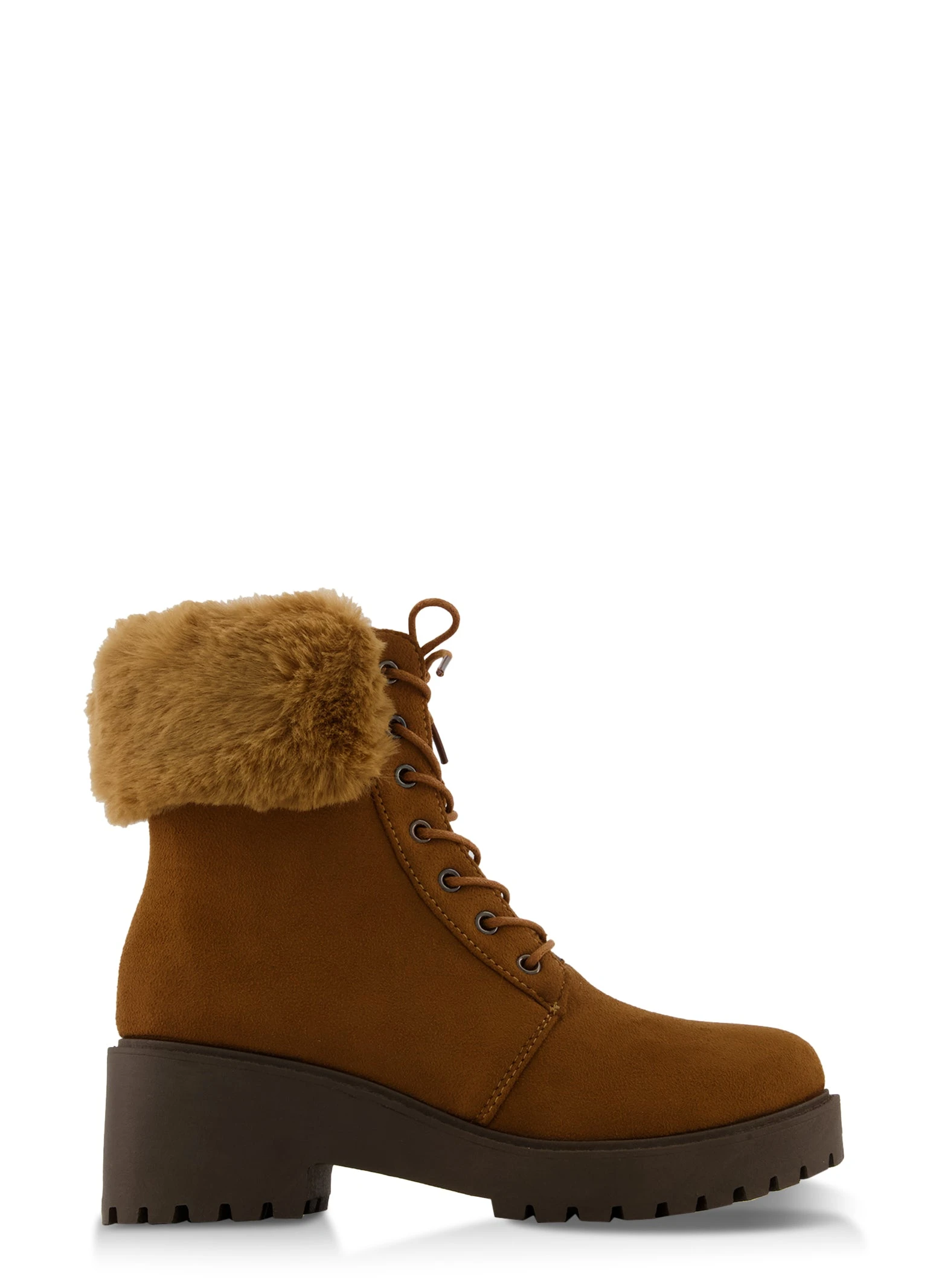 Faux Fur Trim Lace Up Booties - Image 2