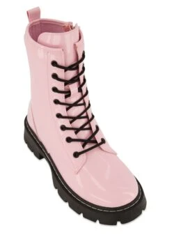 Side Zip Lace Up Platform Combat Boots