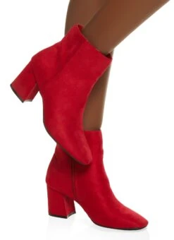 Square Toe Block Heel Booties