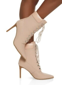 Pointed Toe Lace Up Stiletto Boots