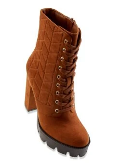 Quilted Lace Up Booties