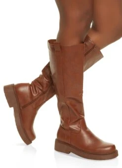 Faux Leather Zip Tall Boots