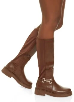 Rhinestone Horsebit Zip Tall Boots