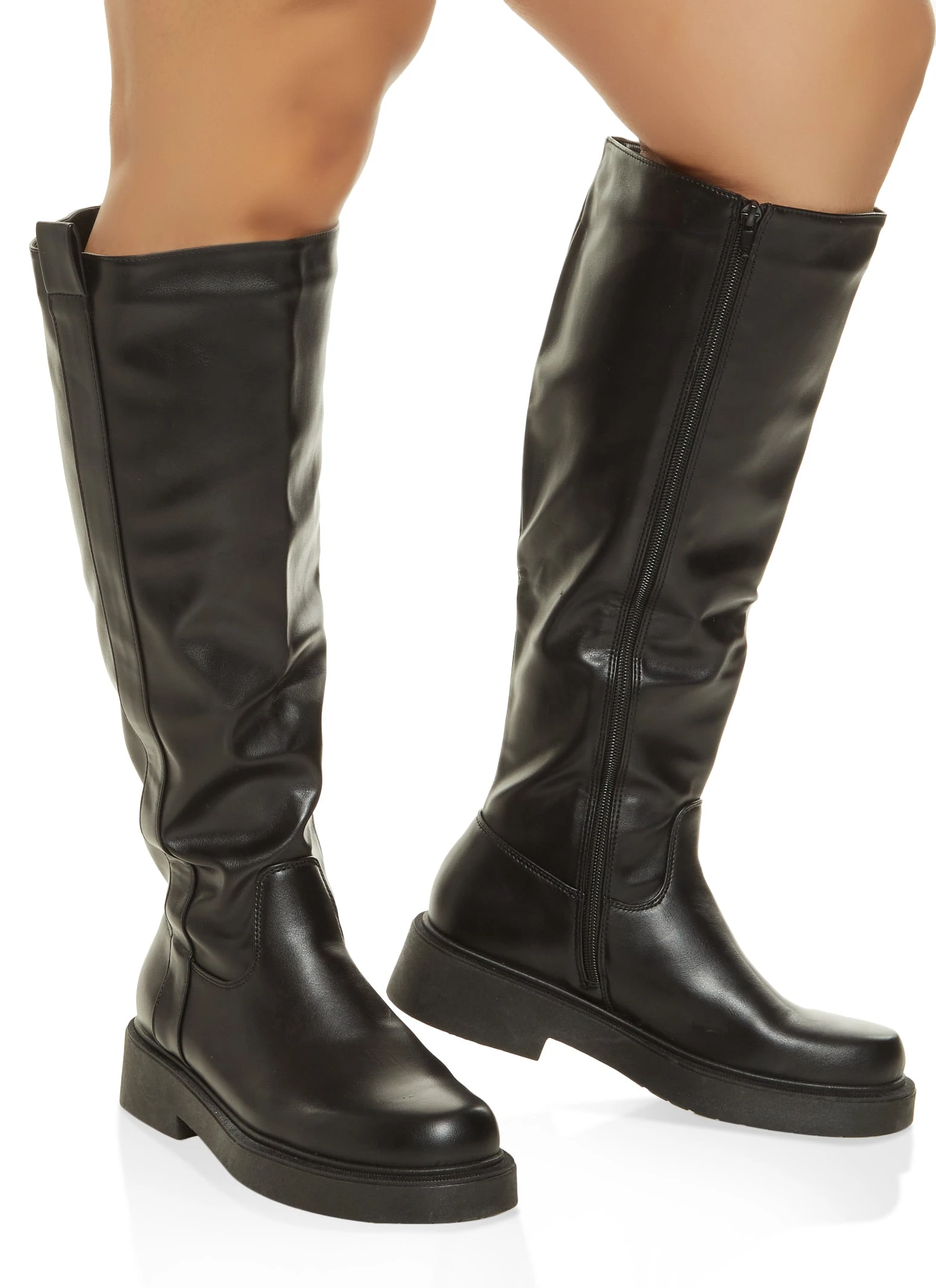 Faux Leather Wide Calf Tall Boots - Image 2