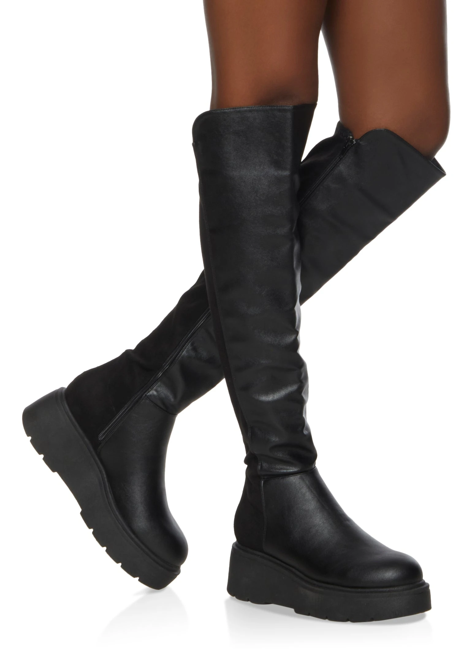Low Platform Heel Tall Boots
