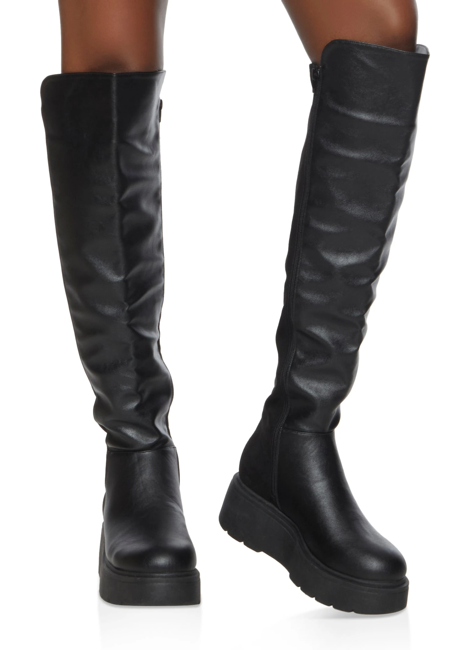 Low Platform Heel Tall Boots - Image 2
