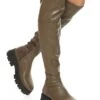 Over The Knee Lug Sole Platform Boots