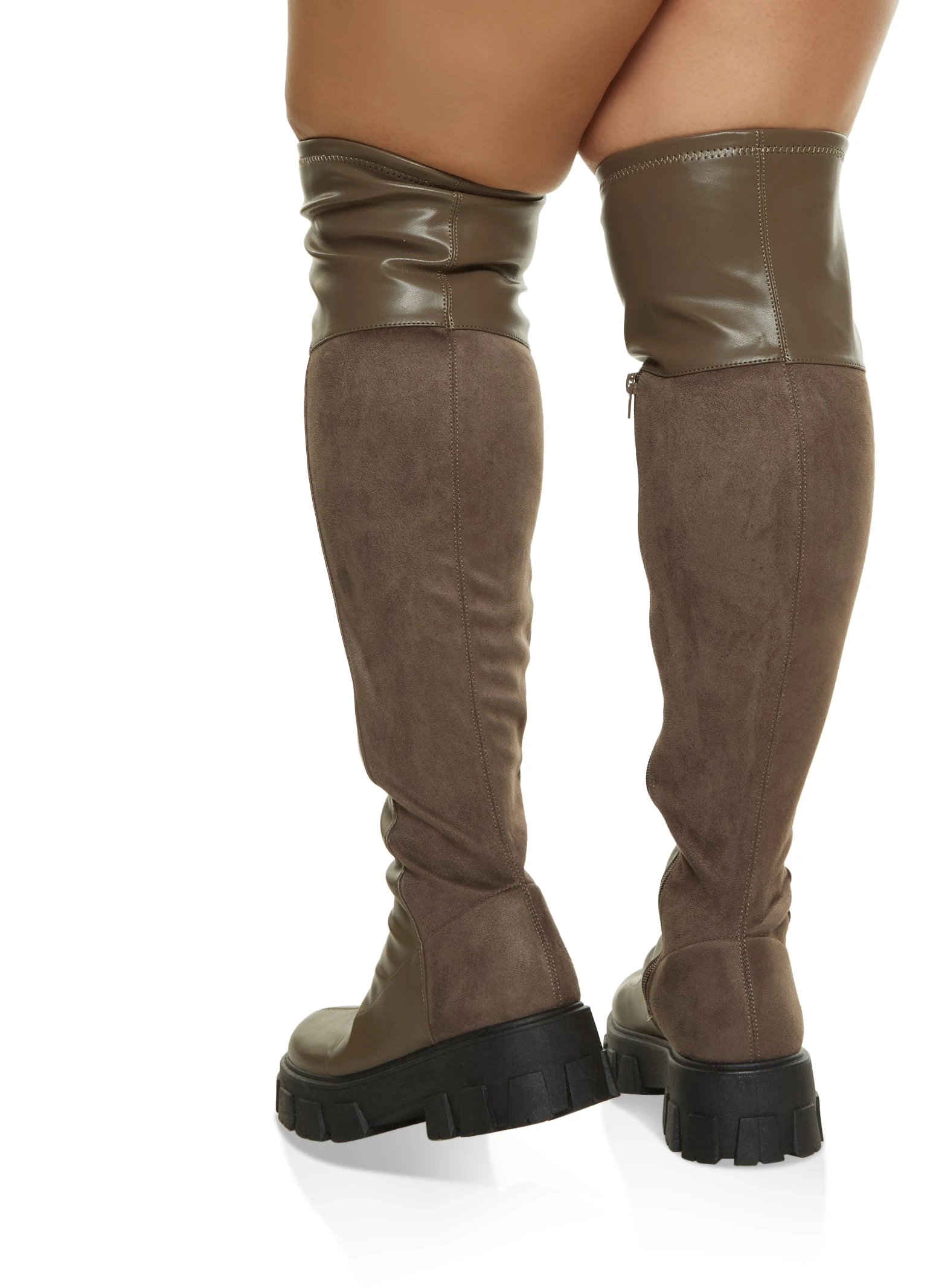Lug Sole Over The Knee Wide Calf Boots - Image 3