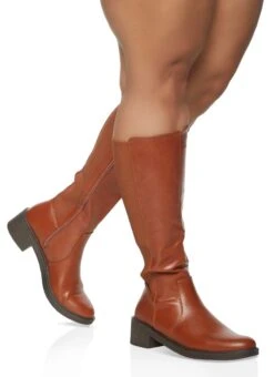 Side Zip Wide Calf Riding Boots