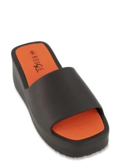 Color Block Wedge Slide Sandals