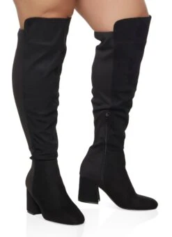 Over The Knee Block Mid Heel Boots