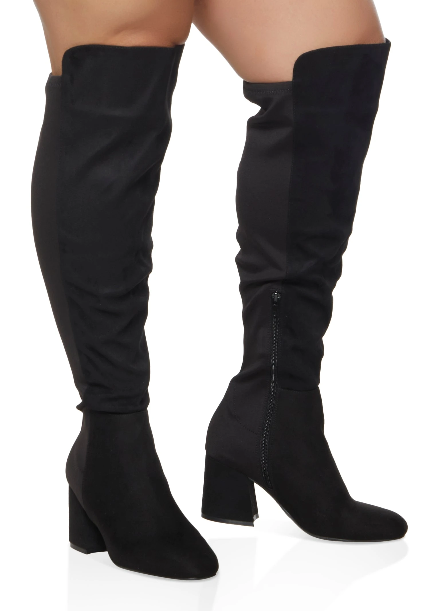 Over The Knee Block Mid Heel Boots