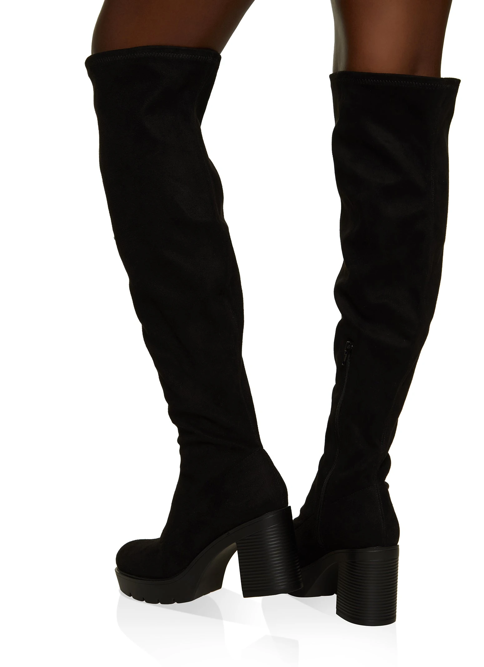 Over The Knee Platform Block Heel Boots - Image 3