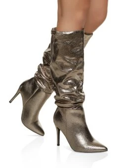 Ruched Pointed Toe Tall Boots