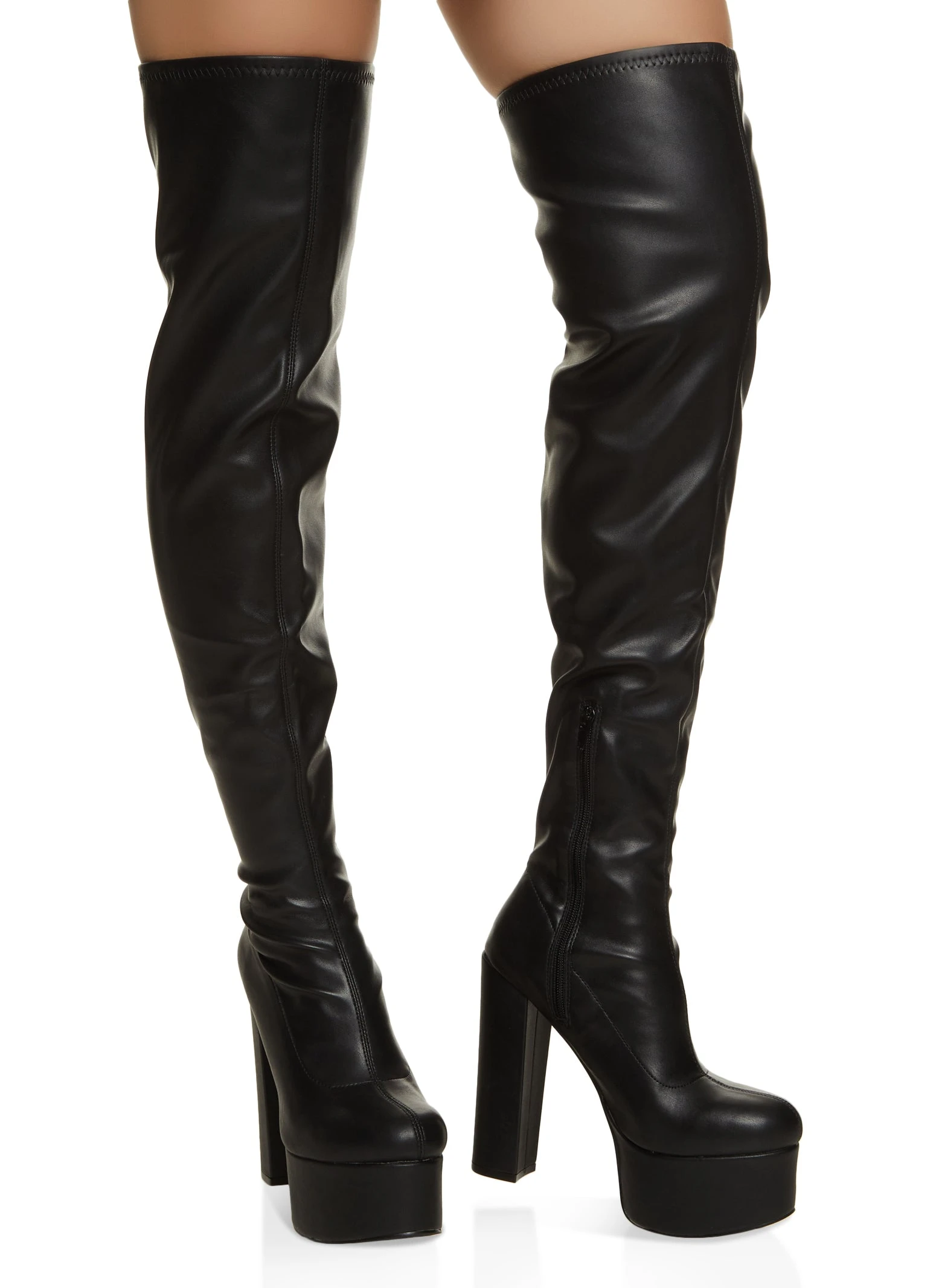 Round Toe Platform Over The Knee Boots - Image 2